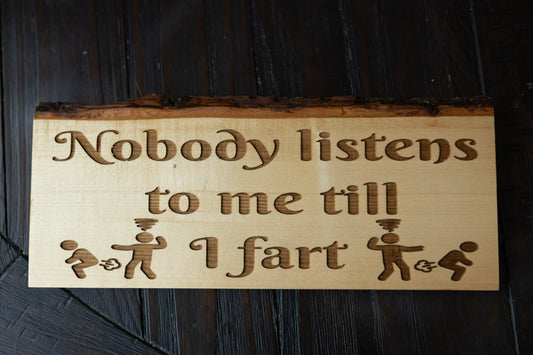 Nobody listens to me till I fart Sign