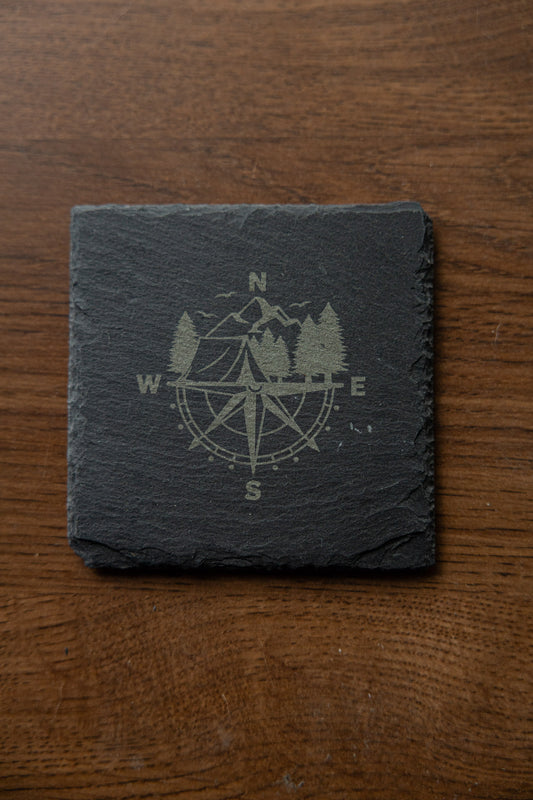 4x4 Slate Coasters_Compass